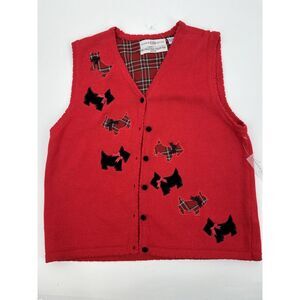 Marisa Christina Christmas Red Scottie Scotty Dog Sweater‎ Vest- Medium Yorkie